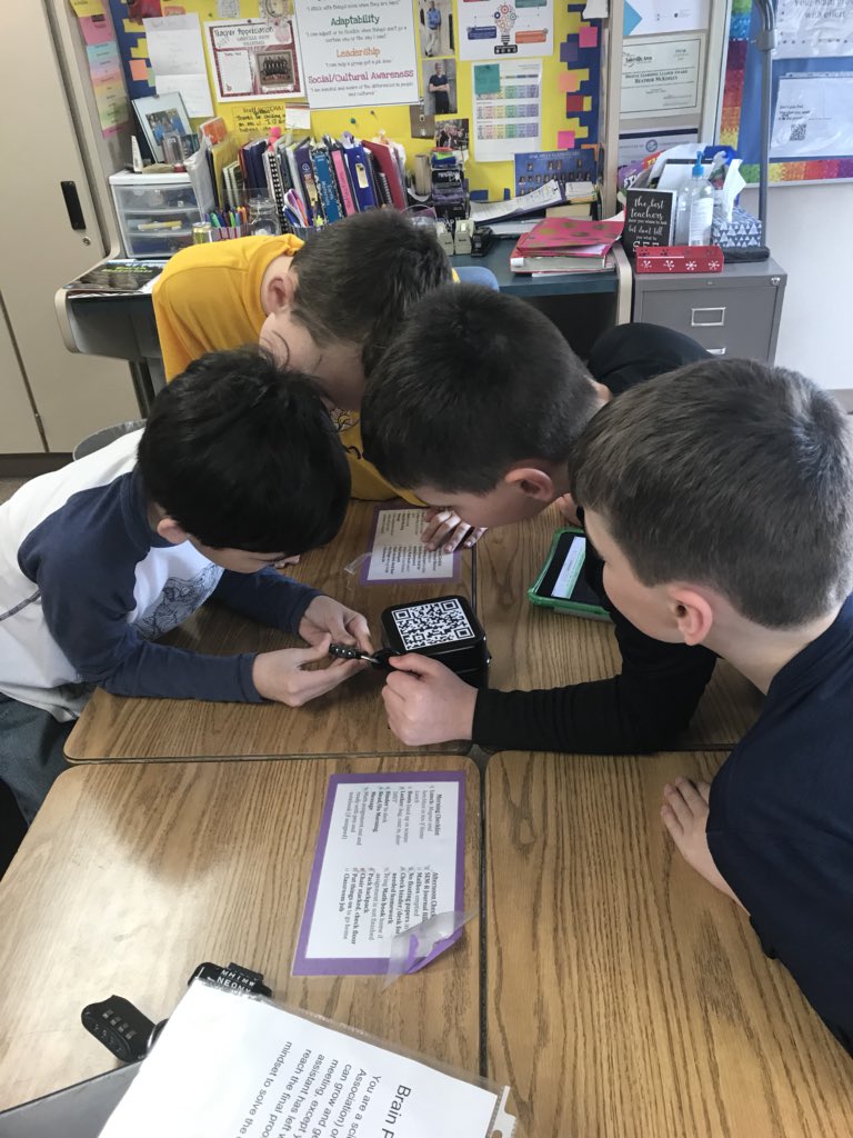mcki6511's tweet photo. 4th grade teamwork with Breakout Boxes at OHE - challenging and FUN @oakhills194 @ohe_pto https://t.co/dRk4Dy2NfX