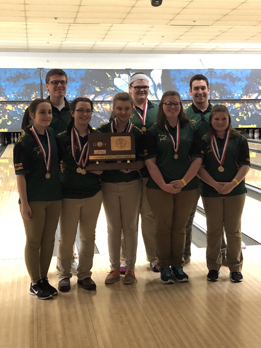 Congratulations to the Salina South girls bowling team on their 3rd place finish at the 5A-1A state tournament. Bringing home some hardware!!!  Great job ladies and coaches!