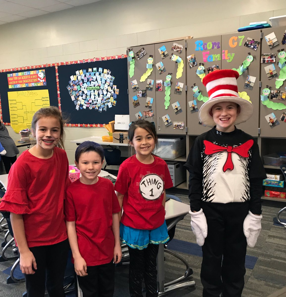 ms_sexton_'s tweet photo. What a fun way to start #MarchIsReadingMonth! Students showed their creativity to celebrate Dr. Seuss and some of their favorite books! 📚 https://t.co/CusRt01JvD