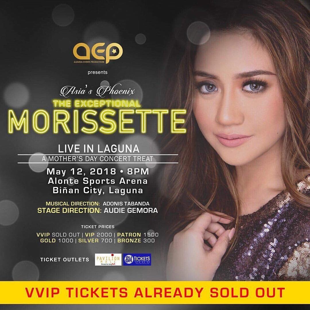 svet_padil's tweet photo. VVIP tickets are SOLD OUT in  just 1 week!!!!!😱😍😍😍 There are still tickets available on different sections 😘 Grab yours at https://t.co/DV3euaByfc 😉👍🏻

May 12, 2018 • 8pm • Alonte Sports Arena
#MorissetteLiveInLAGUNA https://t.co/7rLGSZWaLB