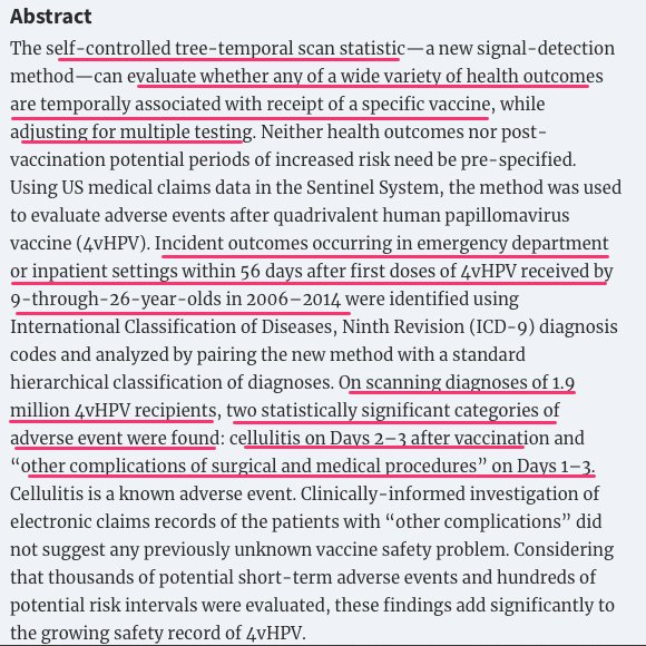 FralickMike's tweet photo. Fantastic study by @MartinKulldorff & @US_FDA using a new data mining tool #TreeSCAN to assess the safety of HPV vaccine. This study of nearly 2million people who received HPV vaccine shows just how safe the vaccine is. Cellulitis being the primary risk. https://t.co/Vz1lSurwOw https://t.co/9Wd88mIPBM