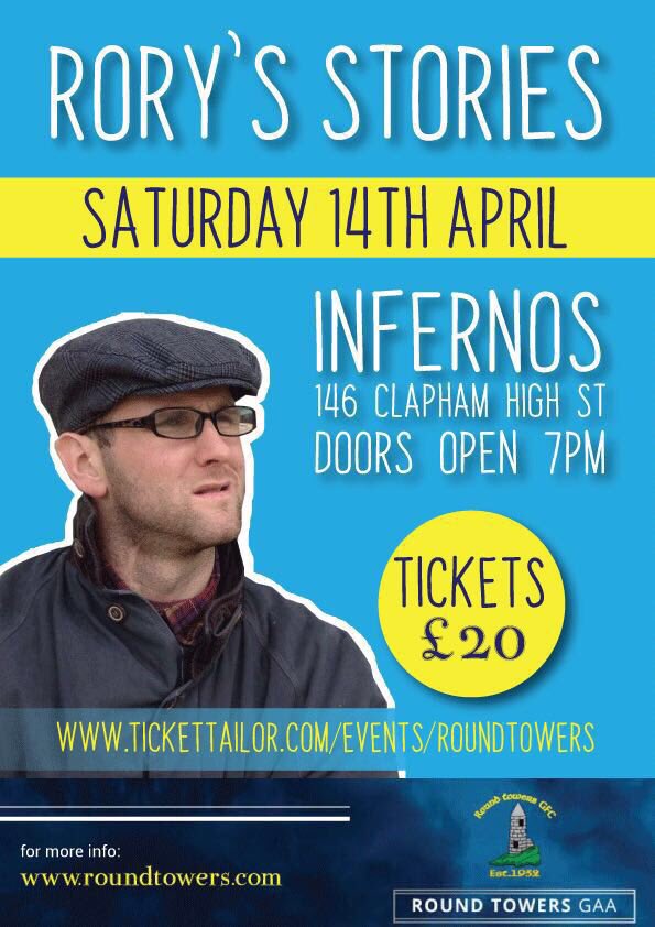 Rory’s Stories in London! Get your tickets at tickettailor.com/events/roundto… <a href="/LONDAINGAA/">London GAA</a> <a href="/londonladiesgaa/">London Ladies GFA</a>