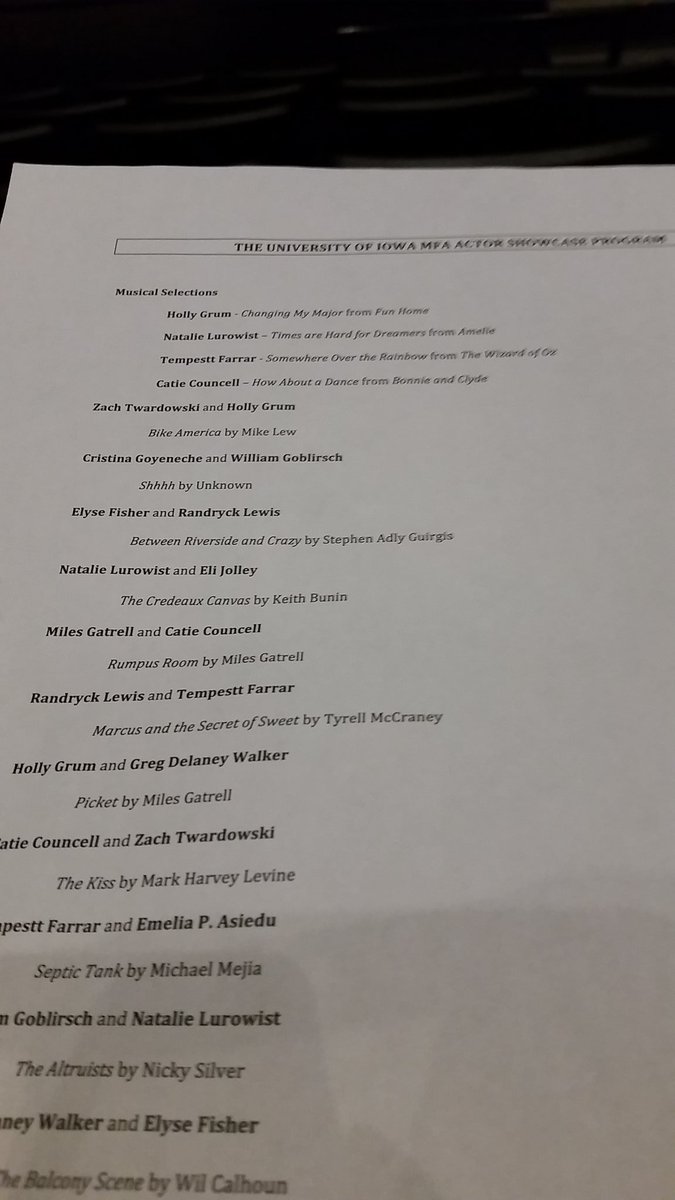IowaPlaywrights's tweet photo. Graduate Actor Showcase!! https://t.co/UkoDxbLsik