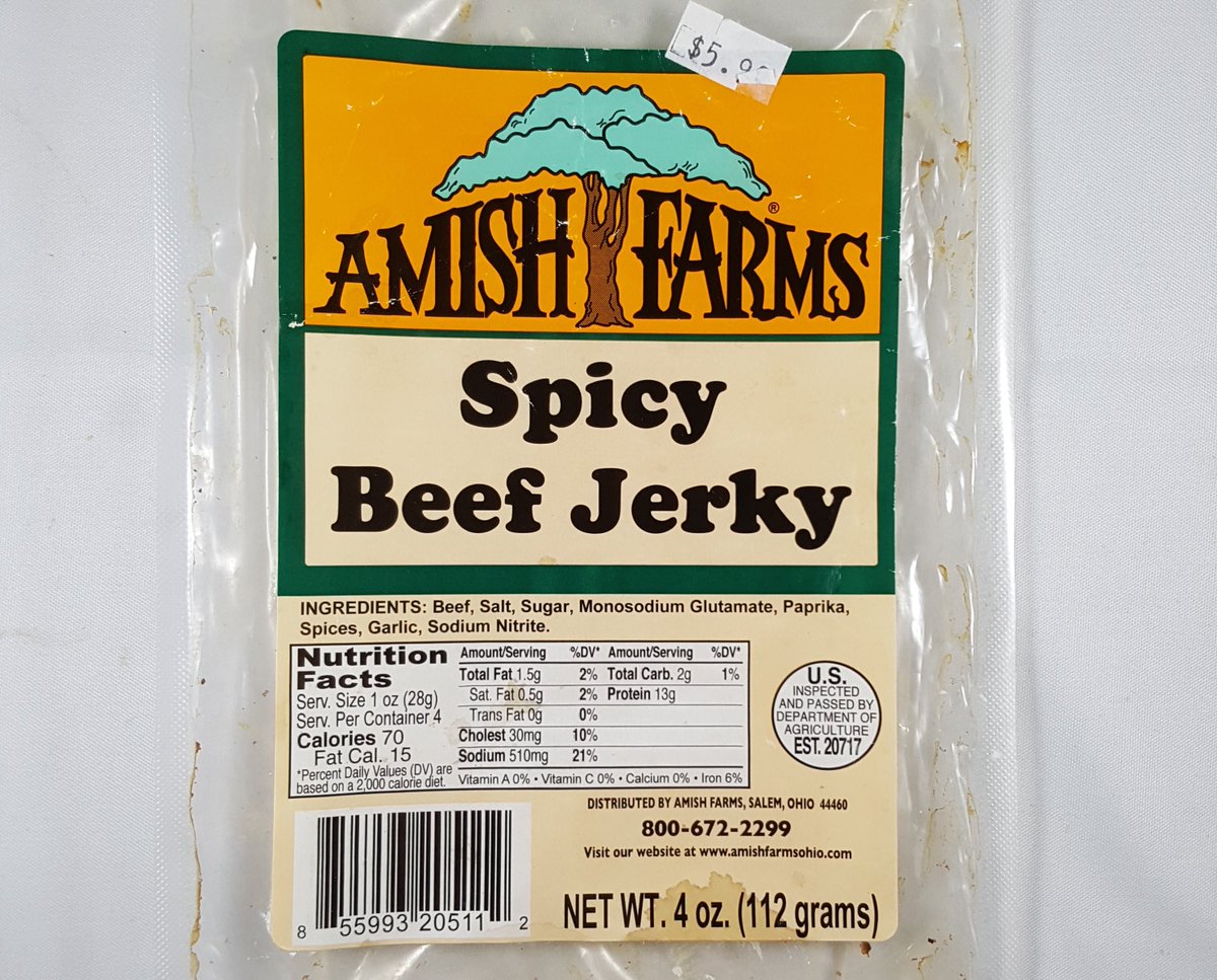 JerkyIngredient's tweet photo. Blast from the Past (2011) - Amish Farms spicy beef jerky #amishfarms #beefjerky #jerky #ingredients #jerkyingredients #beef #jerkylovers #jerkylove #jerkyaddict #spicyjerky #spicybeefjerky #amish https://t.co/obO8ql52hB