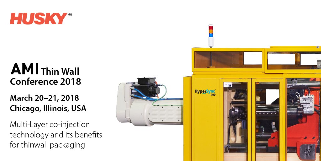 HuskyIMS's tweet photo. Don’t miss Husky at the 7th AMI international conference on #ThinWallPackaging on March 20-21, 2018 in Chicago, IL, USA. We will present our Multi-Layer #coinjection technology and its benefits for thin wall packaging: https://t.co/wbBHA7hBwn #HuskyThinwallPack2018 #AMIThinwall https://t.co/TV4zGb8N1e