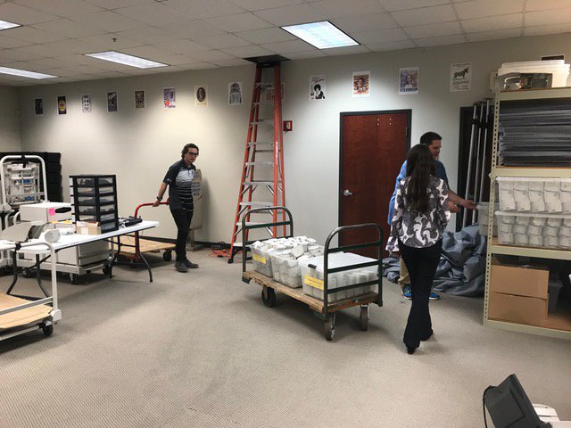 WeberElections's tweet photo. Thanks to our co-workers at Weber Co. Operations and student volunteers at Weber State. Today we did some spring cleaning to make room for our new ES&S voting machines. We can't wait to take delivery. #winninginweber #essvote #weberstateu @WSUCCEL https://t.co/pI8ZwSbS4Q