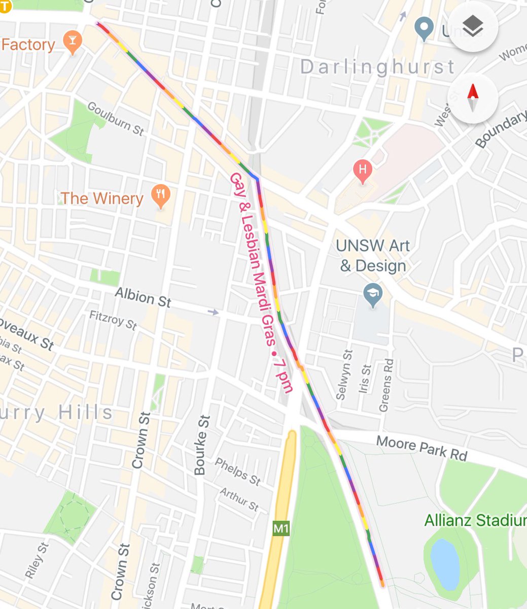 CloverMoore's tweet photo. Look what google maps has done 🎉🌈 #MardiGras40 https://t.co/LuAyGmOBql
