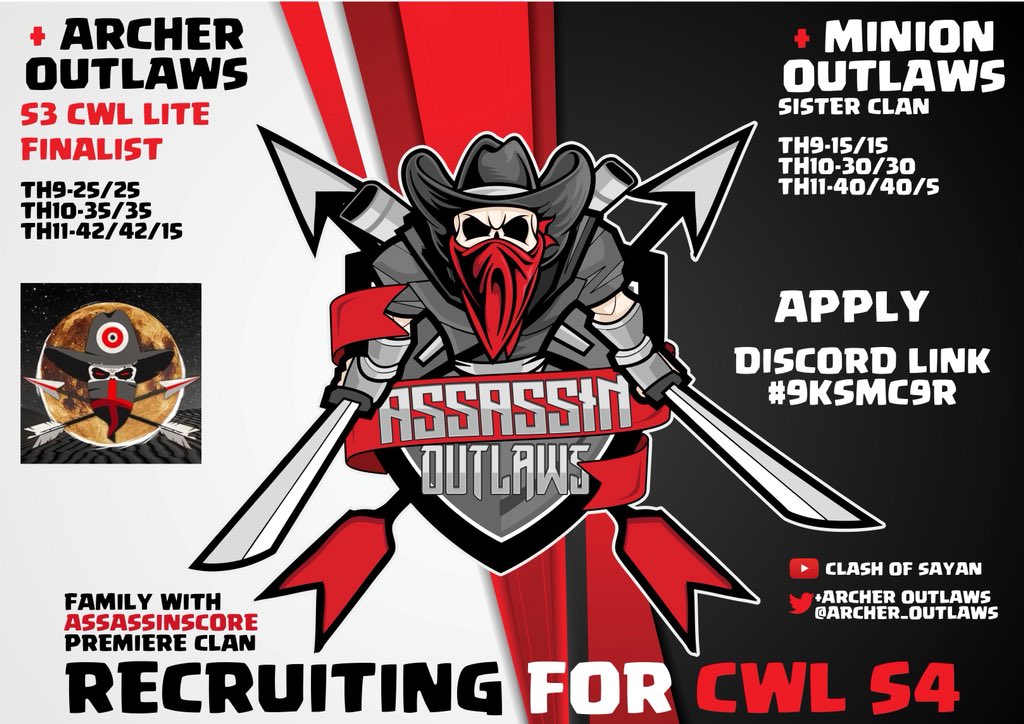 💫 The Outlaws are recruiting. 💫
💫CWL Rising Clan💫 

Come and check out the MOOOOO TRAIN
🚃💨🐮🚃💨🐮🚃💨🐮

discord.gg/9KsMC9r