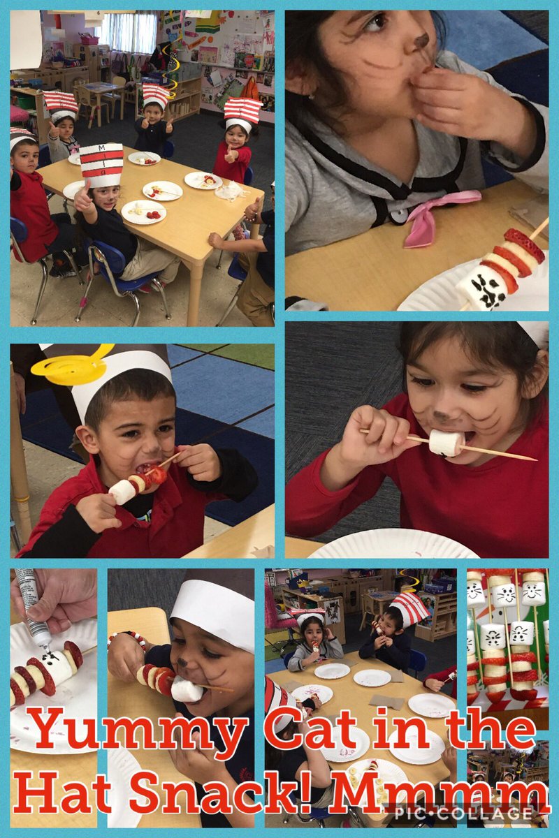 MissAmyPreK's tweet photo. Food inspired by The Cat in the Hat #Strawberries #bananas #marshmallows #yummyfood #prekforall #prekmath #prekfun @CFSchoolsRI @missrumphius722 @EvelynCJones @EDDA31372 @Seussville https://t.co/RB9C1D94wG