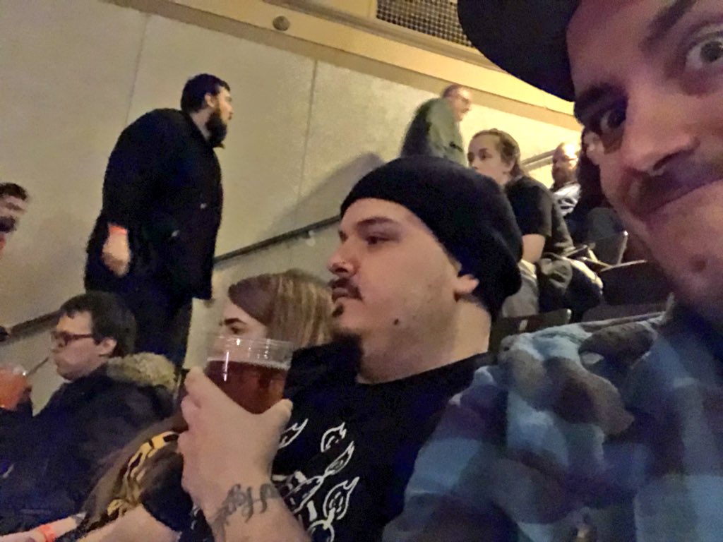 zachforzombies's tweet photo. Seated for @WWENXT with my wrestling crew - @bjcolangelo @WesBloodSprayer @supermama2634 & @ElJordanoDiablo! #NXTCleveland #AllenClub https://t.co/zstVywDmNa
