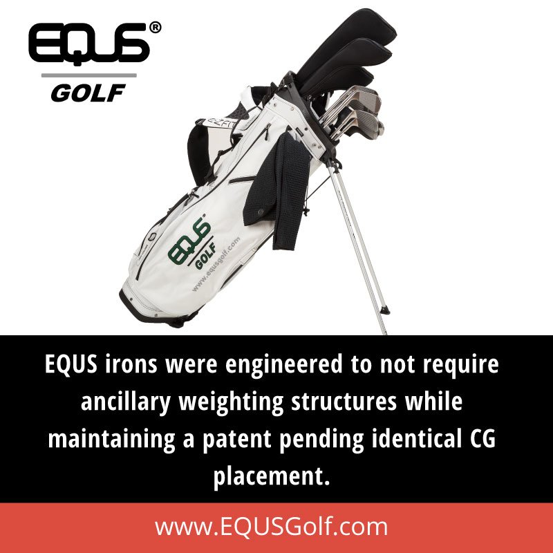 EQUS irons were engineered to not require ancillary weighting structures while maintaining a patent pending identical CG placement. #equs #golf #equsgolf