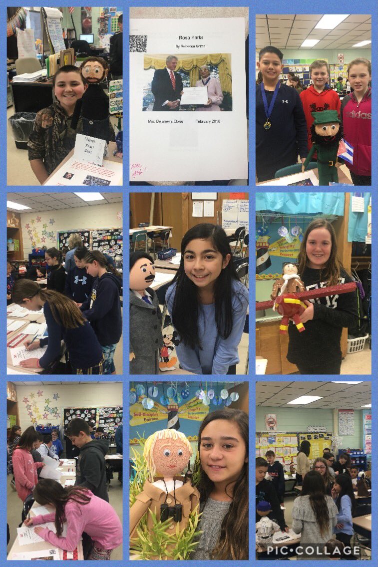 UnquaElementary's tweet photo. Unqua 5th graders publish their biography reports. They made models of their person and included QR codes to share their report and videos. https://t.co/UwGoDhb4qd