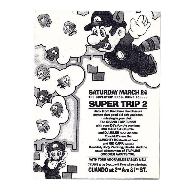 NoSleepBook's tweet photo. Trip at Cuando, 2nd and 1st Street. DJs Kid Capri, DJ Jules, Mixmaster Ice and Almighty KG from the Cold Crush Brothers. Saturday, March 24th, 1990. https://t.co/cQwYfhB9LT