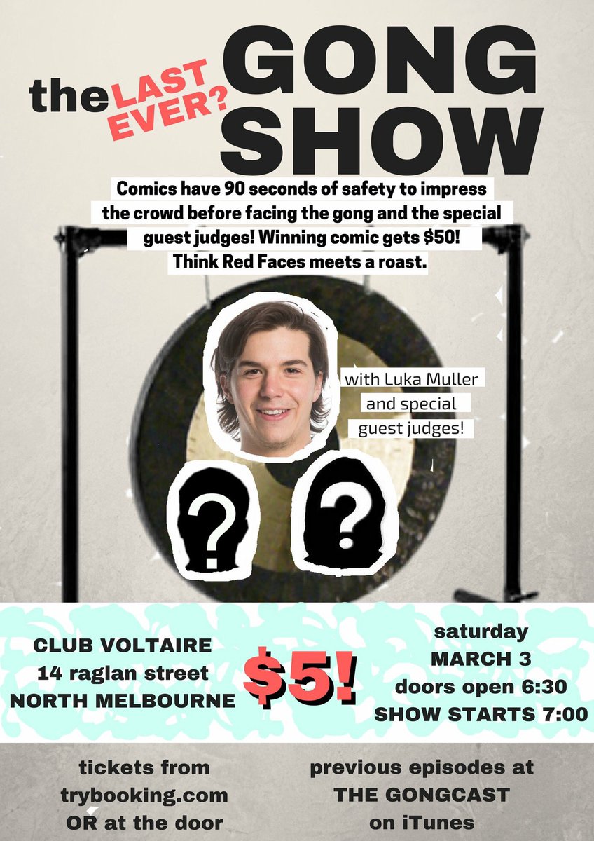 Melbourne's last Gong Show! Tonight at 7PM!

<a href="/WhatsOnMelb/">What's On Melbourne</a> <a href="/Broadsheet_Melb/">Broadsheet Melbourne</a> <a href="/squirrel_comedy/">Squirrel Comedy</a> @hugcomedians <a href="/ComedyMelb/">Standup Melbourne</a> #whatsonmelb #melbourne