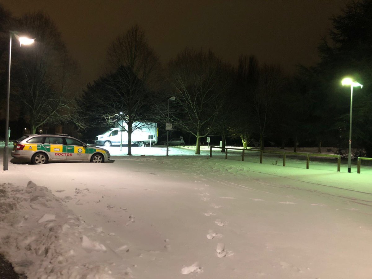 DrKatOxford's tweet photo. Made it to my surgical nightshift @RUHBath Huge thanks to the volunteer 4x4 drivers who brought us in #heroesofthestorm & to all the #NHSSleepover staff @NHSEngland #businessasusual @ACPGBI @Dukes_Club #colorectalsurgery https://t.co/g4zxAcbCaM