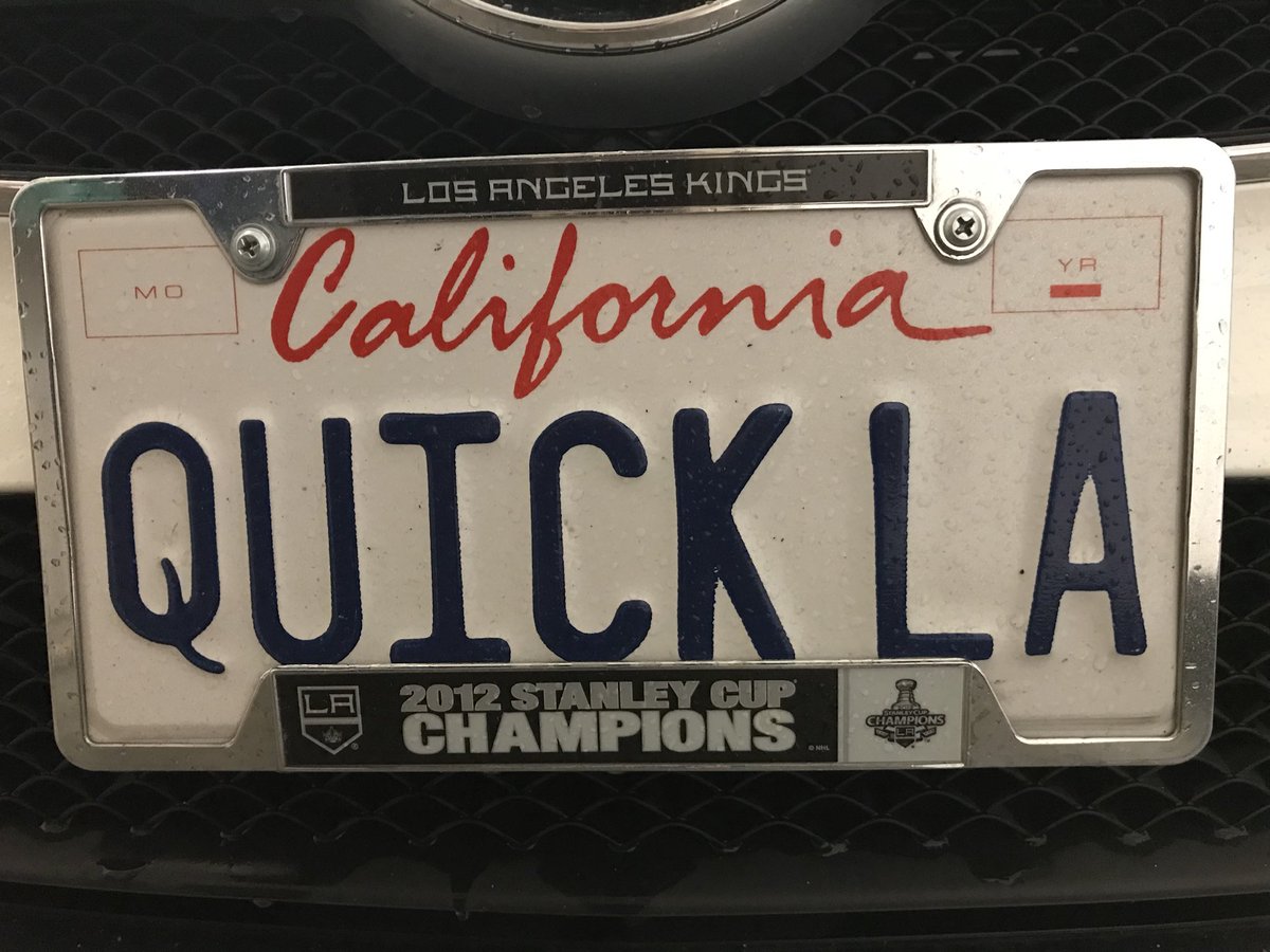 HipCheckChick's tweet photo. That moment when #LAKings goalie @JonathanQuick32 goes out of his way to pull up next to you on the road to tell you that you have “Nice plates”!
#DayMade #WhatJustHappened https://t.co/YKc6sseRiB
