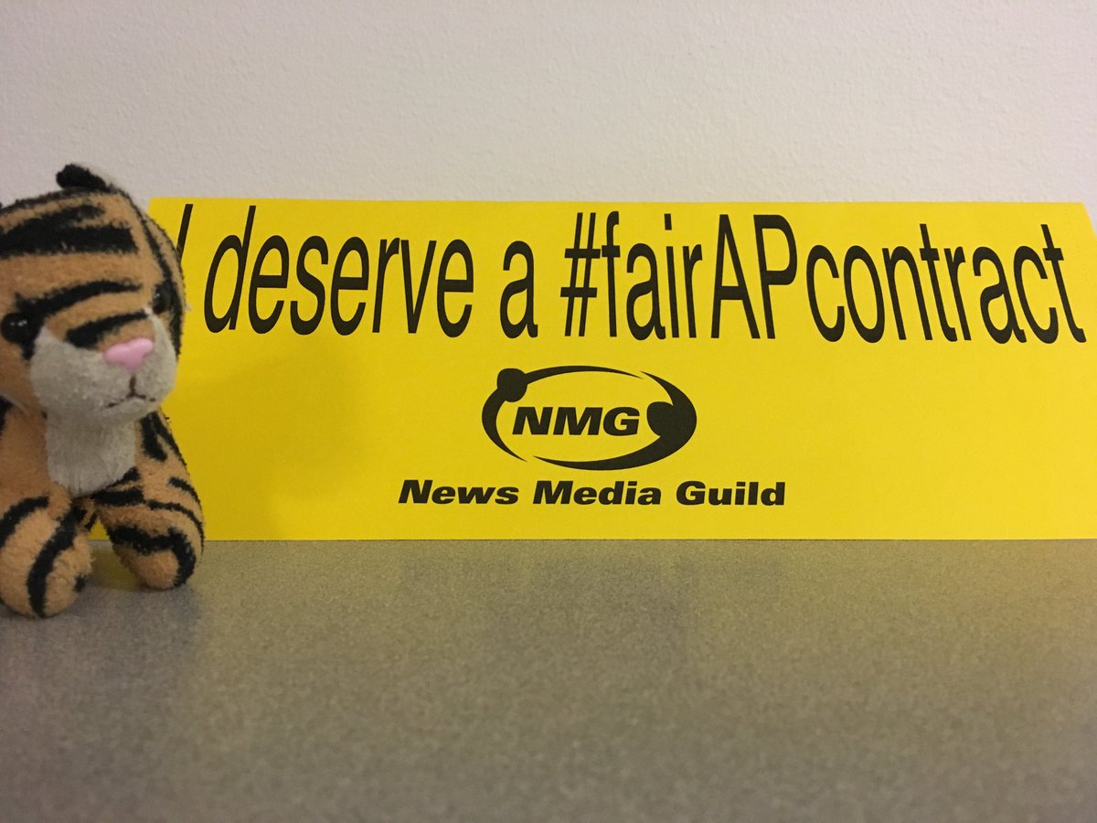 janiehar's tweet photo. San Francisco @AP Tiger wants #fairAPcontract #WeAreAP @NewsMediaGuild @EllenKnickmeyer @OlgaRRod @garanceburke @jgecker @michelesalcedo https://t.co/njog0errn8