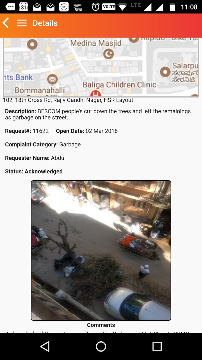 abdulbiqbal's tweet photo. @BBMPCOMM1 @NammaBESCOM Raise complain for the garbage created by cutting down of  d tree by bescom . No action yet. https://t.co/xtC4zmhxzh