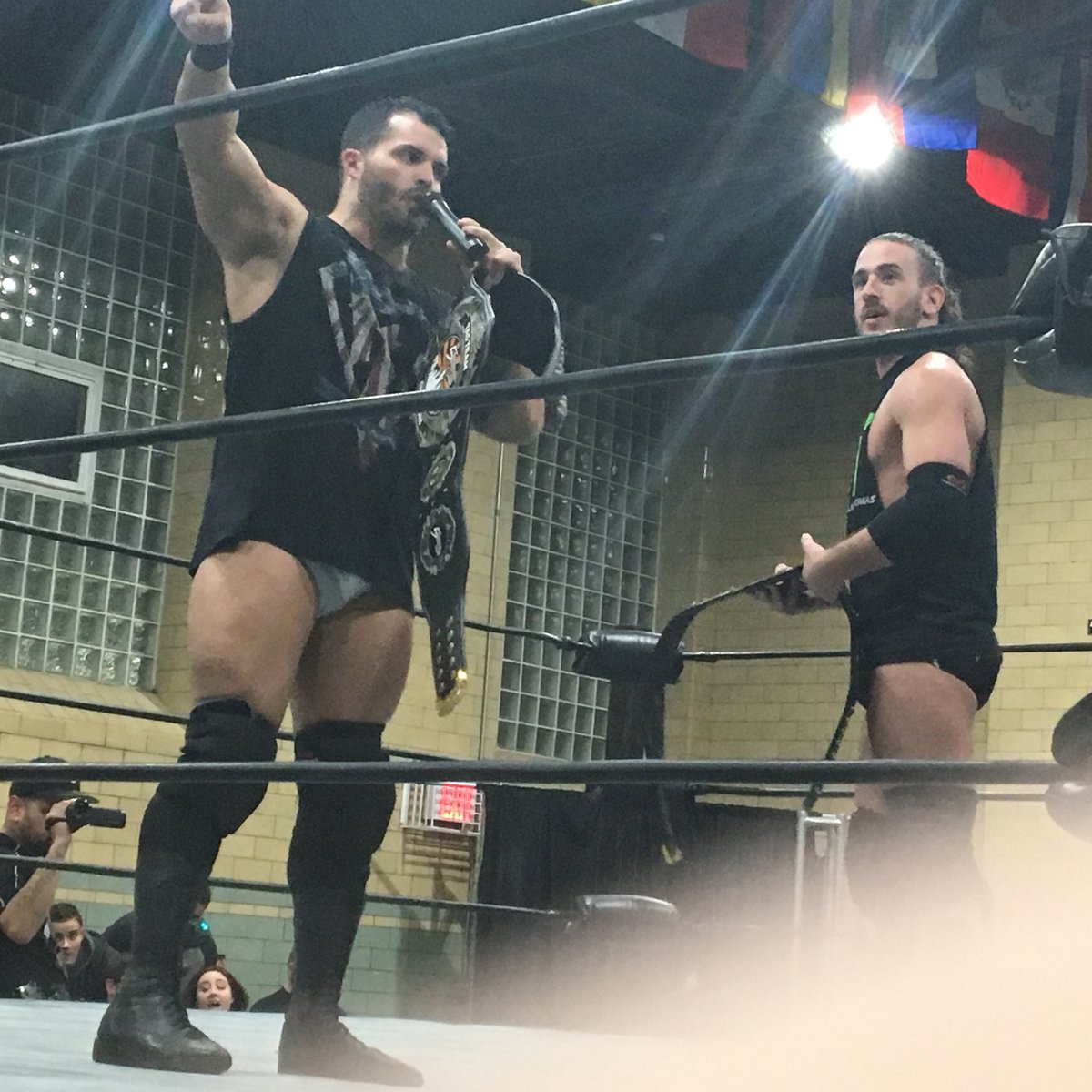 MofetaFromBklyn's tweet photo. Tag Team match for the FBW Tag Team Championships between @ManOfSteelMV and @thejtdunn vs. #AJSpectre and @bear_bronson at @Fbw_Wrestling’s #DrivingFource (sorry about that awkward-looking second photo there... 😅) https://t.co/Qoho9G5OSd