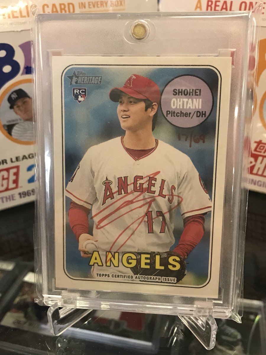 actionboxbreaks's tweet image. Pulled myself an #Ohtani @Topps Heritage Auto 17/69 JERSEY NUMBER today! #BoomMonster @MLB @Angels