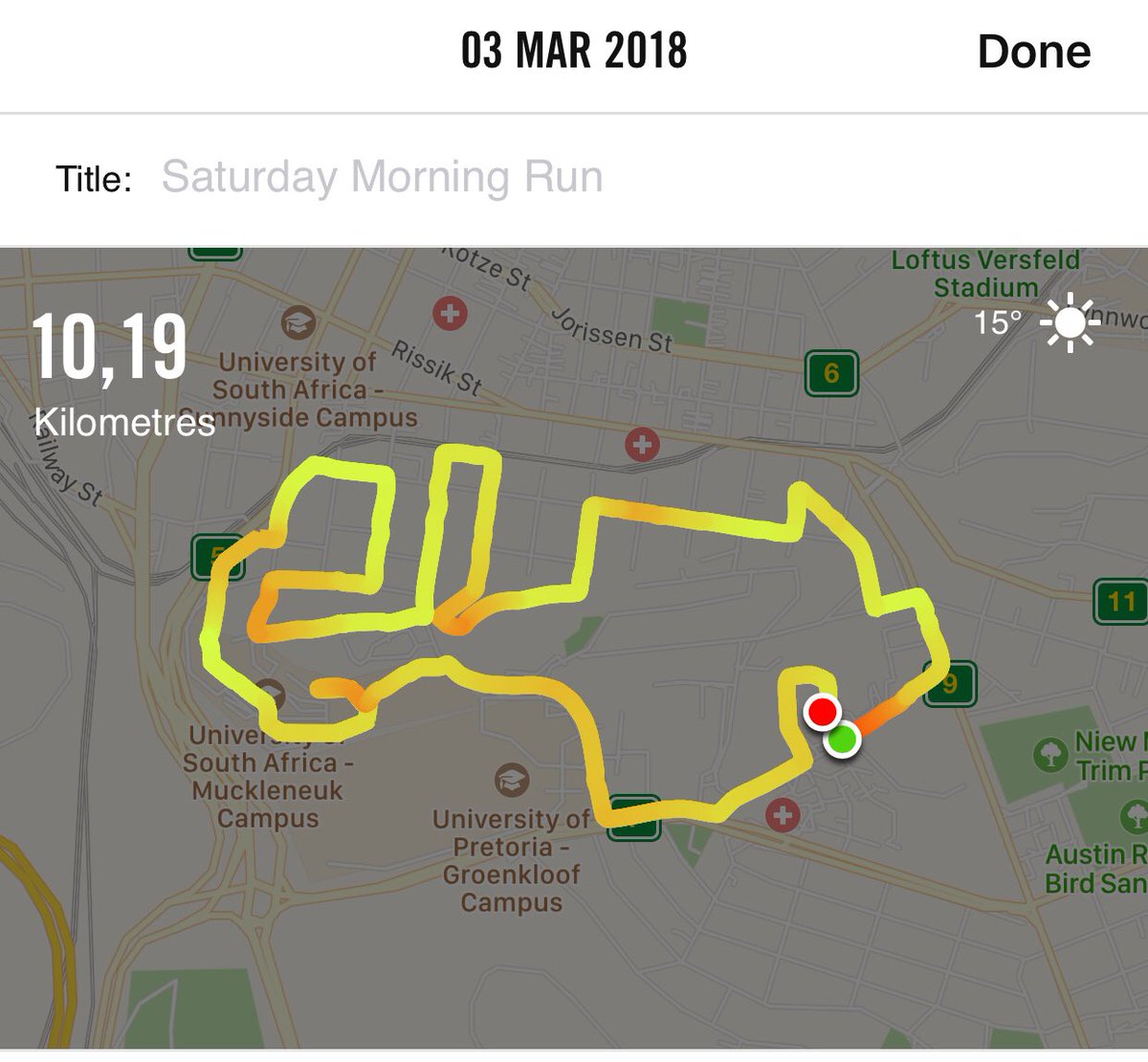 SelfieRunnerZA's tweet photo. 10 km nice and easy yet Mini Monster leg loosener ahead of #VaalMarathon tomorrow. 21 km of #350KMForMarch now in the bag. #WeRunPta #Road2Comrades2018 #Asijiki https://t.co/Hld94LM1ki