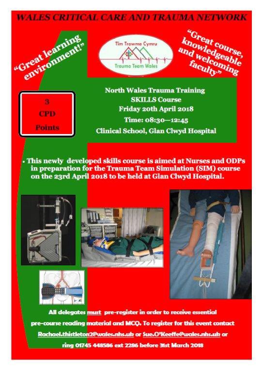 TrawmaWales's tweet photo. The next Tîm Trawma -Trauma Team skills course is 20th April YGC. Available to @BCUHB staff. https://t.co/2rt7CGFhft
