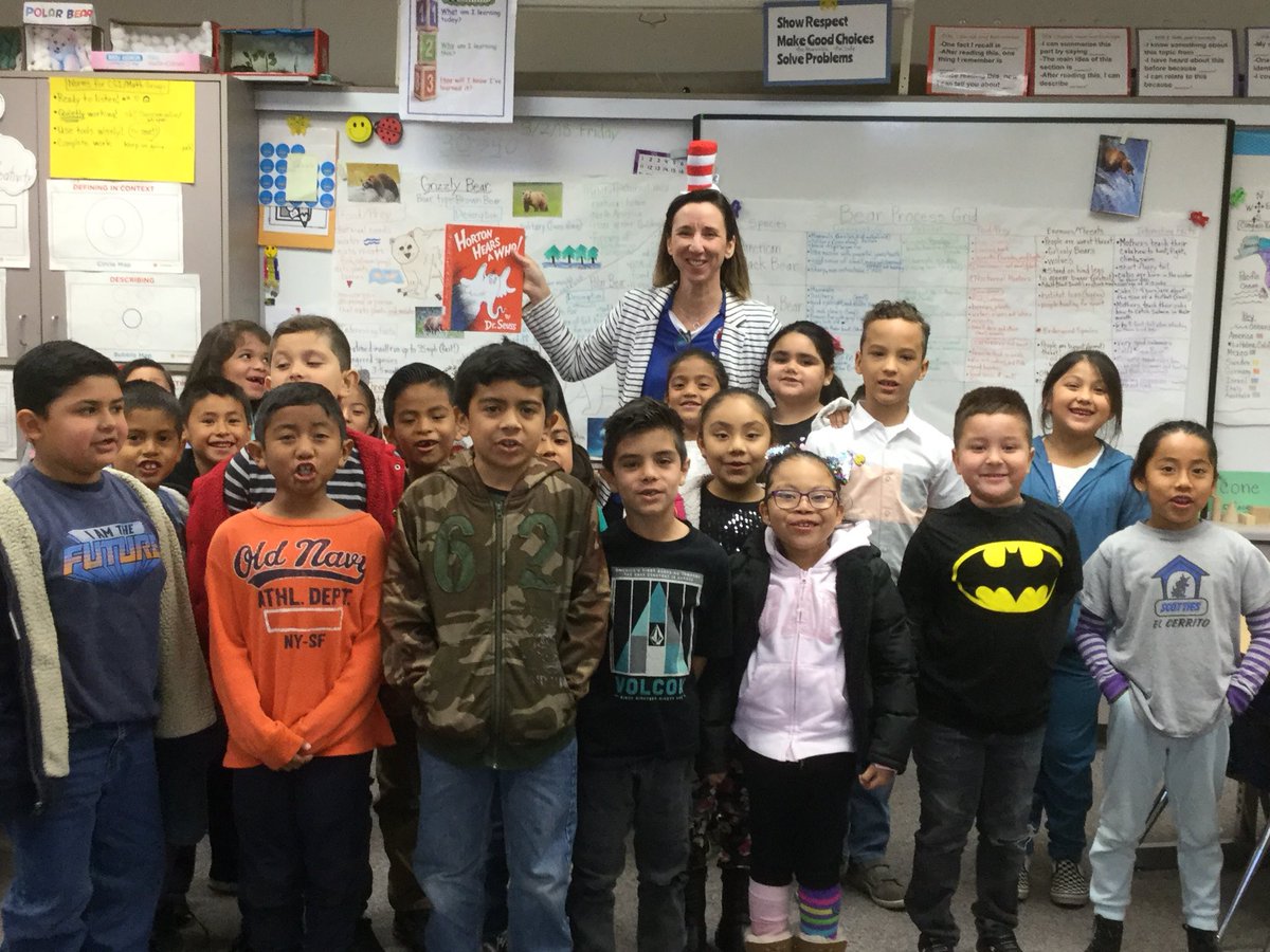 CarnoldEccat's tweet photo. We celebrated Dr. Seuss’ birthday with @TeckerSheryl reading Horton Hears a Who. We loved it! @elcerritolhcsd #lhcsd https://t.co/QMrw8EQZub