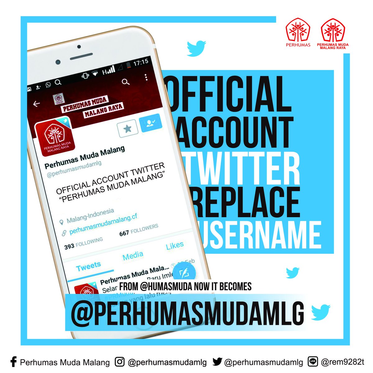 azzza_muda's tweet photo. Hallo #PRmuda ada info penting nih! 

Jadi, username Official Account Twitter Perhumas Muda Malang yang sebelumnya @humasmuda ganti menjadi "@perhumasmudamlg" sama seperti akun instagram Perhumas Muda Malang. 

"Be A Good PR, Be A Good Person" https://t.co/kXJl9QxmnG