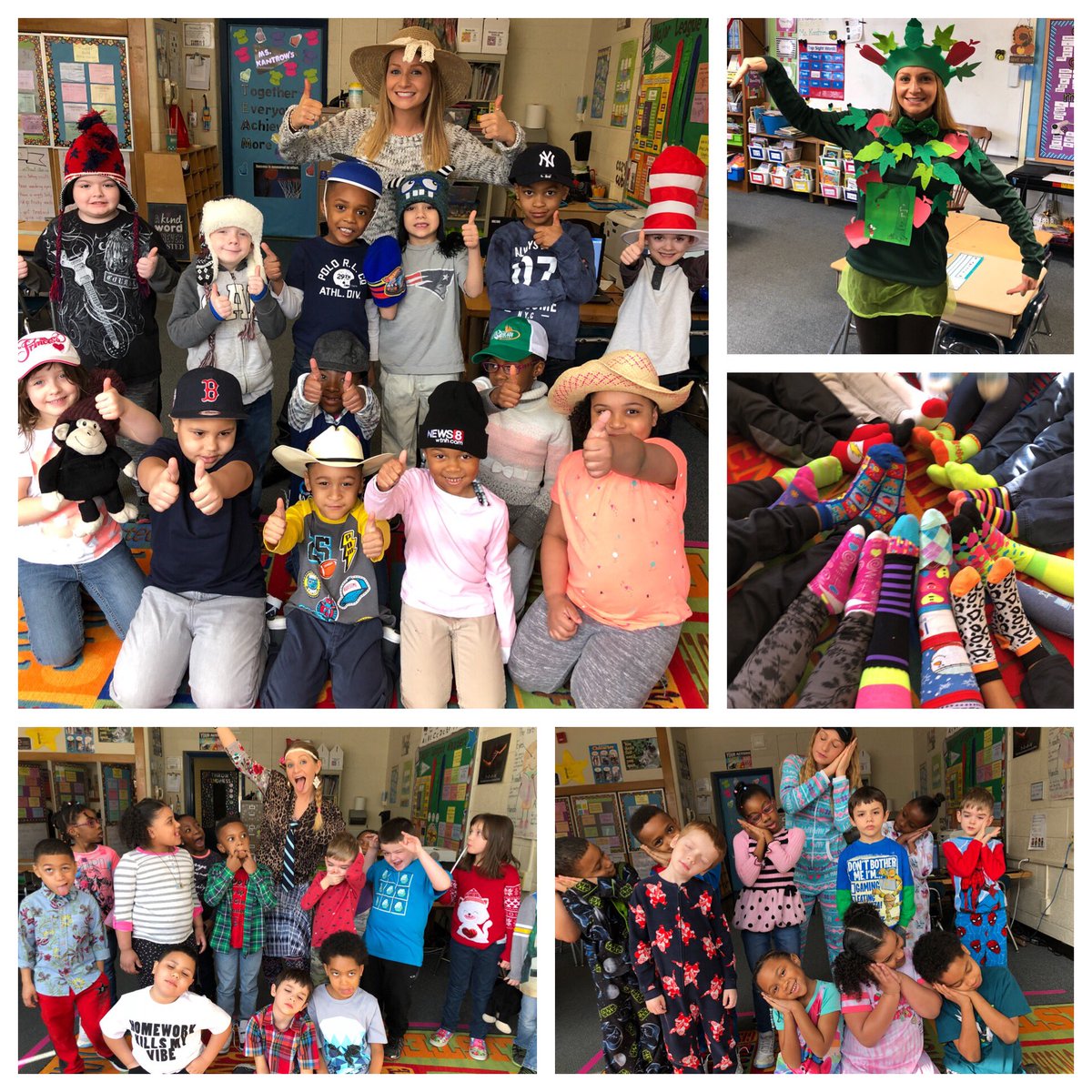 First graders had so much fun celebrating Read Across America Week with Cat in the Hat day, Fox in Socks day, Wacky Wednesday mismatch day, Cozy PJ day, and Favorite book character day! #ReadAcrossAmerica #happybirthdaydrseuss <a href="/MPS_Washington/">MPS Washington</a> <a href="/mpspride/">Manchester Schools</a> <a href="/WTNH/">WTNH News 8</a> <a href="/MPSOEP/">MPS Office of Equity and Partnerships</a>