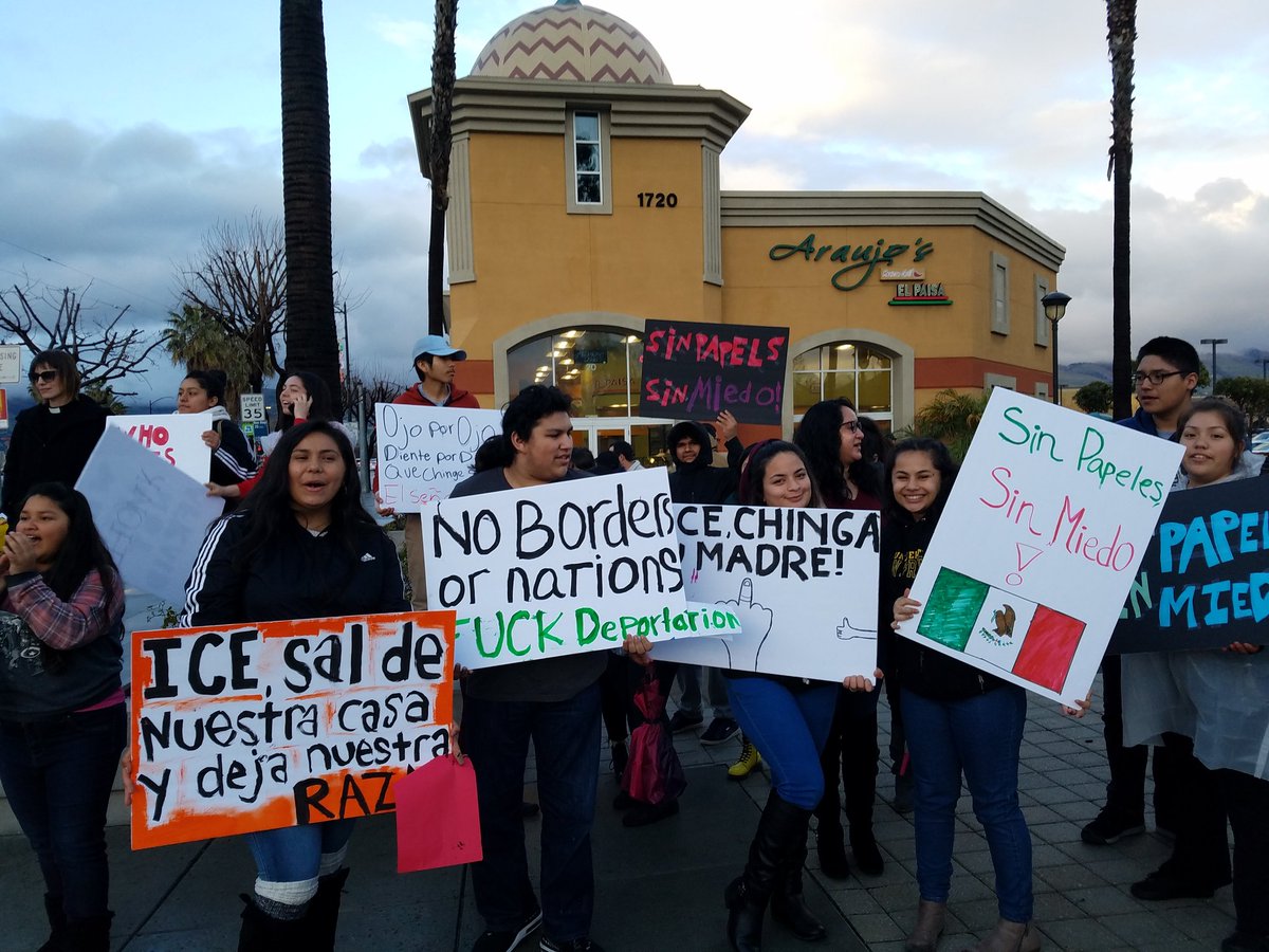 TarynIshida's tweet photo. Enough. Youth @Cal4Justice standing with @sacredheartcs @PACTSJ @wpusanews @WeAreCTA demanding we #GetICEout of our communities now. Stop the racism, stop the attacks https://t.co/eQomMrYPrW