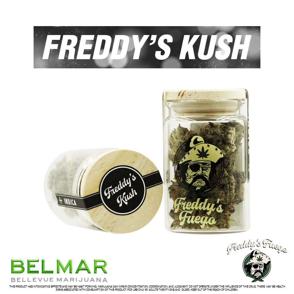 BelMar425's tweet image. Freddy’s Kush by Freddy! 🔥 is a frosty trichome covered purple Indica with strong fuel and earthy flavors.  This heady Hybrid is a perfect weekend strain for any occasion.
#FreddysKush #FreddysFuego #Indica #BelMar #Bellevue #Seattle #Marijuana #Cannabis #THC #CBD #Flower #Kush