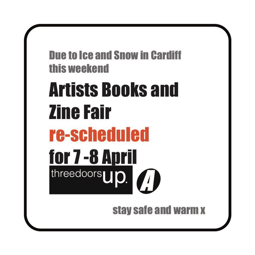 arcadecampfa's tweet photo. Zine Fair Rescheduled:this event will now happen 7-8 April.Apologiesx @luminjournal @ILovesTheDiff @DiffOpenStudios https://t.co/CiUbnsh3Zt