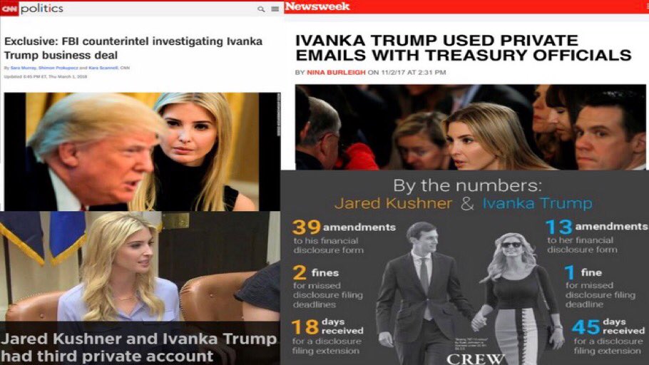 AHamiltonSpirit's tweet photo. @tedlieu @realDonaldTrump @RepKathleenRice @FBI Daily Reminder Jared and Ivanka are the two biggest threat to National Security in American History. #FireKushnerNOW #FireIvankaNOW https://t.co/o2vADqt09s