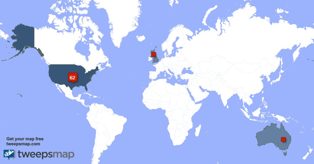 My followers are in USA(59%), UK.(19%)... Get your map too: tweepsmap.com/!memey_creamy69