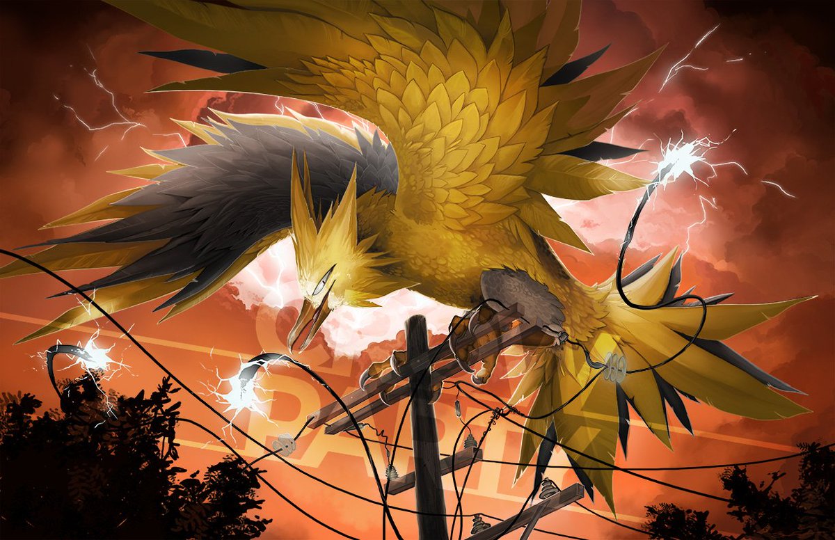 crowpartyart's tweet photo. Here we go, print upload time featuring the Legendary Birds of Kanto! Available in print and playmat form over at https://t.co/INvPyOInTR CHECK IT B) #pokemon #pokemonart #PokemonDay https://t.co/UFYE4gOWrD
