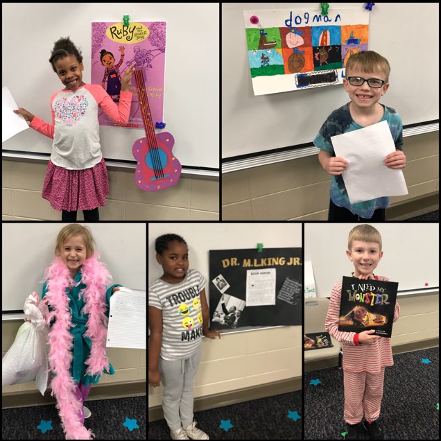 ScrivnersClass's tweet photo. A few of our #AAAmazing book report presentations for #ReadAcrossAmerica Day! #NT3 @LaTonyaBarnesAL @myAEA @NEAToday @amyvawp8 https://t.co/NfjgtLBt9L