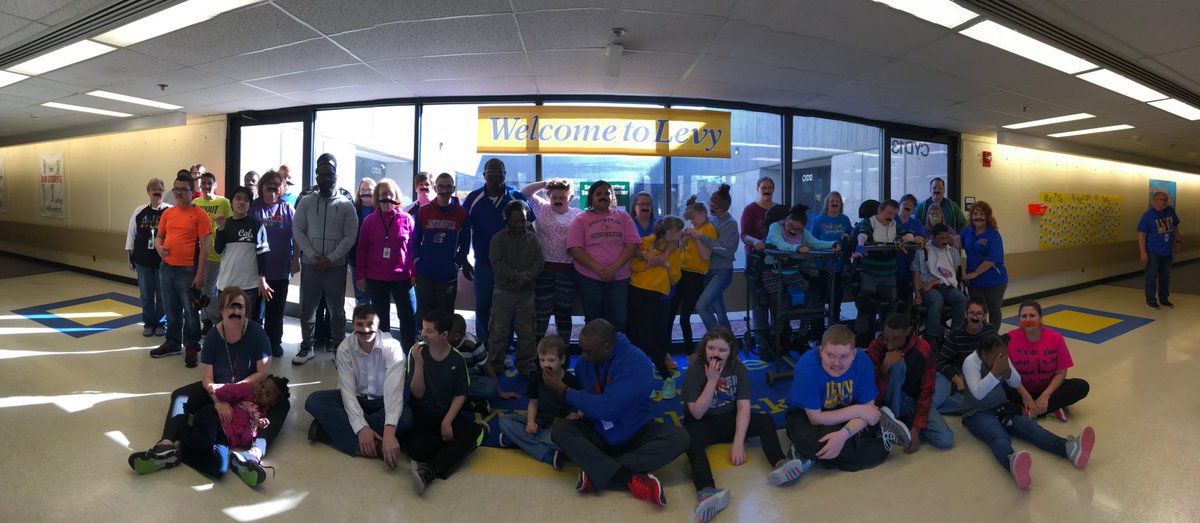 LevySpedEdCtr's tweet photo. Read Across America Spirit Week... Today was moustache day at Levy! Denise Chichester did a great job coordinating our week. We all had a ton of fun! We ended the day today with popcorn! Amazing things happen here!!#WPSProud https://t.co/OeziB1jsgi