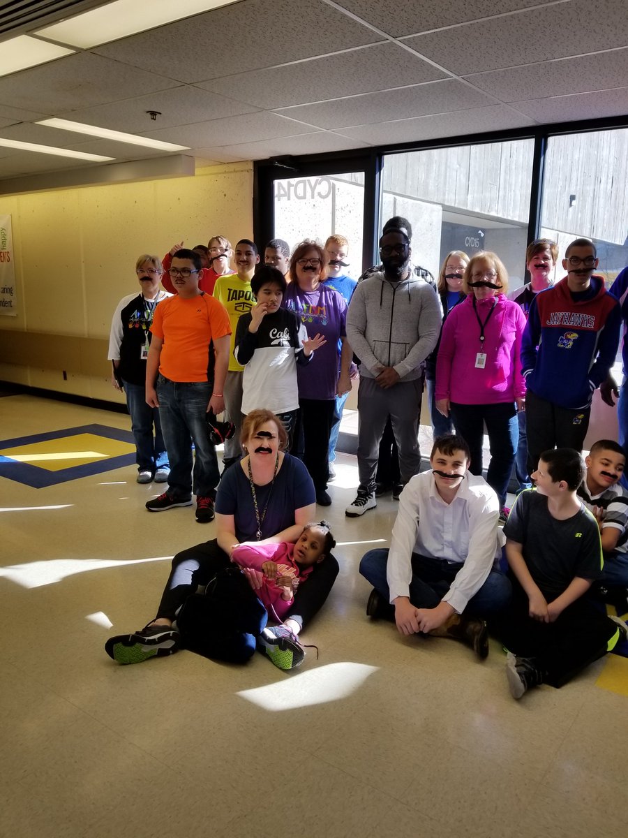LevySpedEdCtr's tweet photo. Read Across America Spirit Week... Today was moustache day at Levy! Denise Chichester did a great job coordinating our week. We all had a ton of fun! We ended the day today with popcorn! Amazing things happen here!!#WPSProud https://t.co/OeziB1jsgi