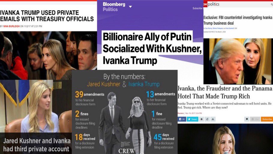 AHamiltonSpirit's tweet photo. @SenWhitehouse Daily Reminder Jared and Ivanka are the two biggest threat to National Security in American History. #FireKushnerNOW #FireIvankaNOW https://t.co/fT9j2QrvB1