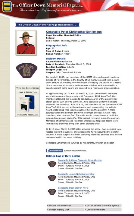460km's tweet photo. In memory of Constable Peter Christopher Schiemann @RCMPFoundation

End Of Watch: March 3, 2005

#HeroesInLife #HerosEnVie @CPPOM

⚫️🔵⚫️ 

#MayerthorpeFour https://t.co/1i6DbegQHZ