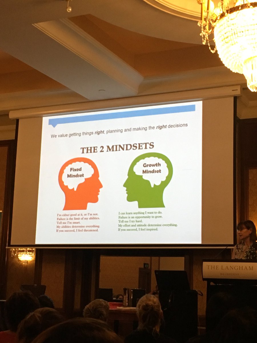 DrMelNaidoo's tweet photo. Love this slide but even more, that after learning about it at school my 6yo constantly talks about having a growth mindset and it influences our household daily #theartofparenting #MPANZ18 #GrowthMindset #FutureLeaders @Michelleleech5 https://t.co/rJJhfuzzMe