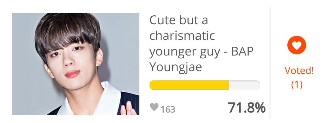 Vote4BAP's tweet photo. [❤] Vote for Youngjae in this fun Makestar Poll 'Idol you want to meet on your first day of school'!
Youngjae is currently leading. 🌌💕

▶https://t.co/OSJOIB4Wjm https://t.co/eLQMvhbq8J