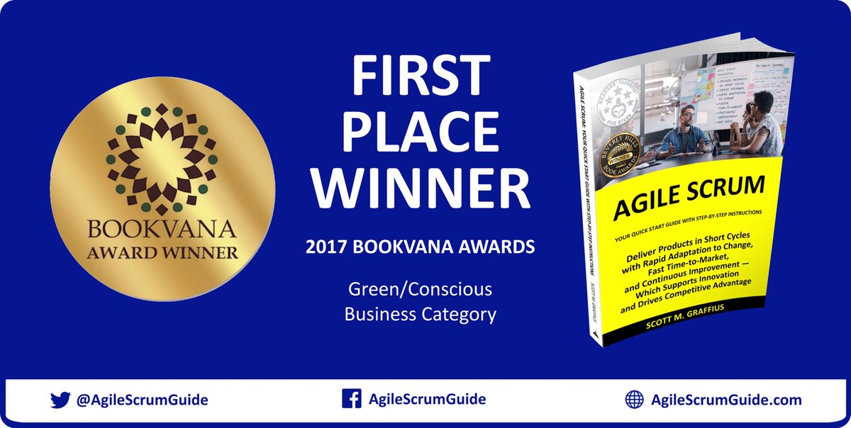 AgileScrumGuide's tweet photo. Honored that "Agile Scrum" book https://t.co/ytHYWB31UW won first place for Green/Conscious Business at the Bookvana Awards (https://t.co/qOWMUR1wRt). Thank you, #Bookvana ! 

#agile #scrum #business #tech #technology #innovation #book #ebook #amazon #kindle #bookaward https://t.co/oRqQOXKBFF