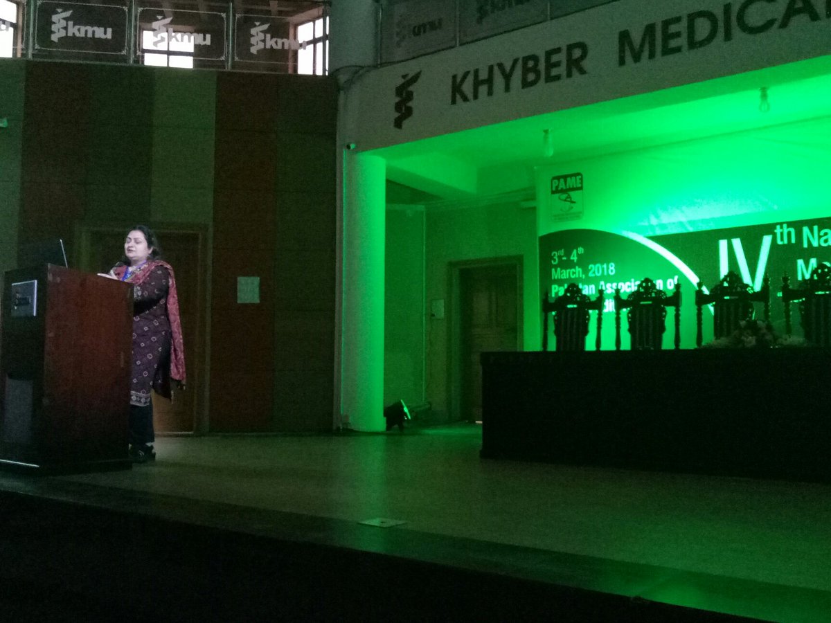 PAME_Pak's tweet photo. Prof Saba Sohail talking about in-house assesment #PAME2018Conference https://t.co/U1gj5wcsNA