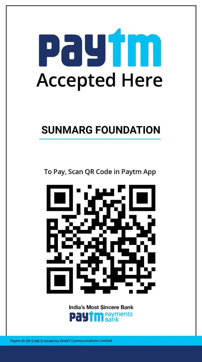 Scan the QR or click the below link to donate  ₹ 1/day to SUNMARG FOUNDATION 👉 p-y.tm/P3Y1ABNxt