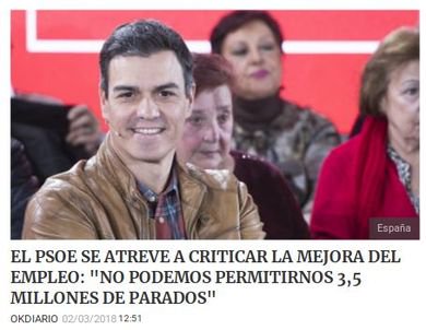 No nos podemos permitir que haya 3,5 millones de parados. Queremos alcanzar otra vez la cifra de Zapatero de más de 5 millones.