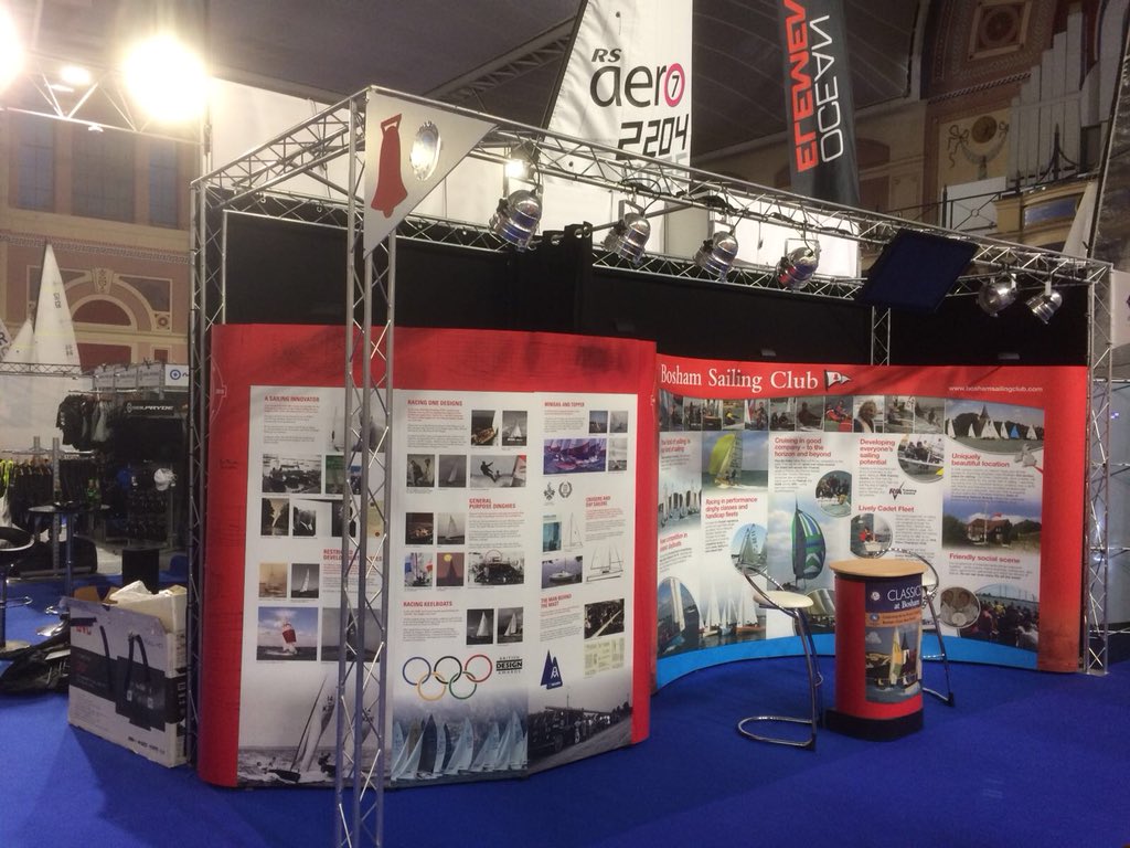 BoshamSC's tweet photo. Club elves busy building the stand @DinghyShow yesterday. Come see us at stand b19 https://t.co/DIvNlDfXPr