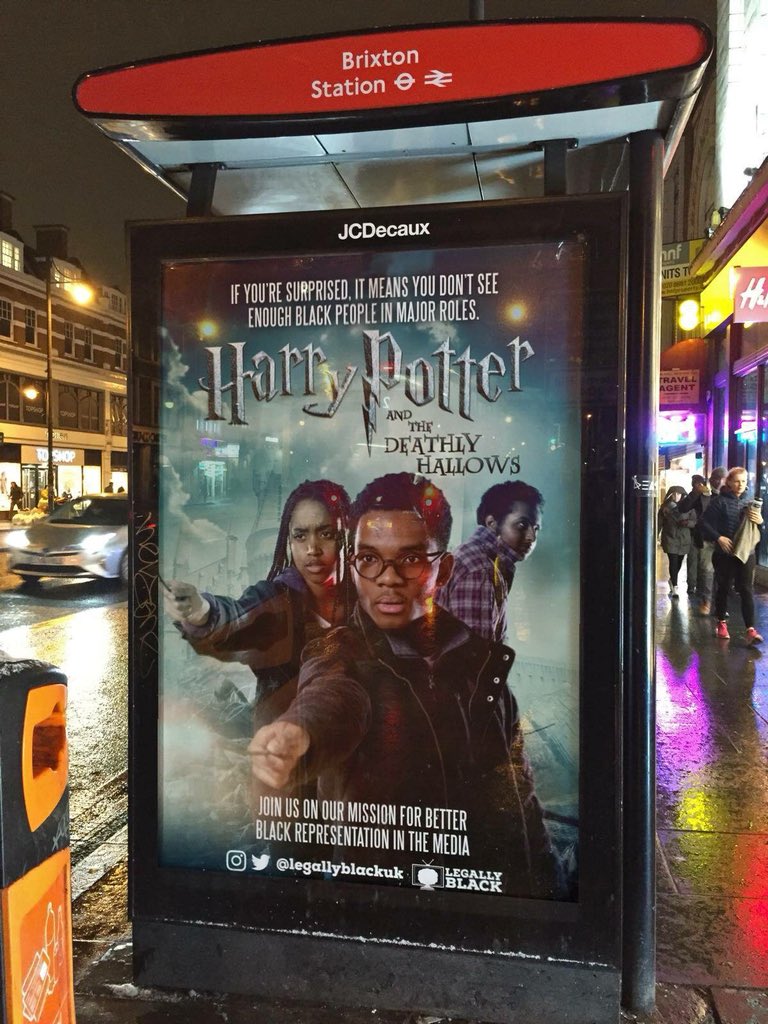 AndrewBloch's tweet photo. PR Stunt of the Day: Brixton activists recreate film posters with black leads to vent their frustration at the lack of black actors in top roles. https://t.co/fKWw4gLCaL