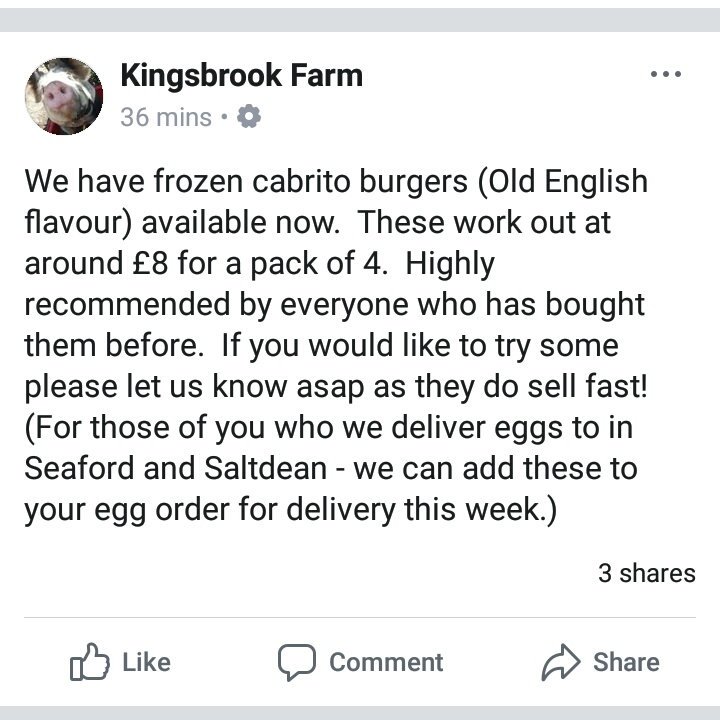In stock alert! #Cabrito #Burgers now available. 
#Sussex #Local