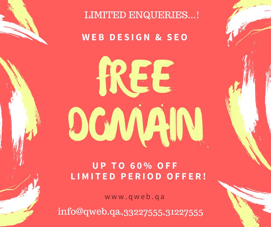 QwebQatar's tweet photo. It's Free !!

Free Domain Registration with #WebDesign !

Don't Drop your Business Just Because of A Domain !

https://t.co/dGYekV3QDB
#webdesignqatar #seocompanyqatar #seoinqatar #webdesignqatar #webdesignersqatar #webdesigncompanyqatar #seocompanyqatar https://t.co/qacMOb6420